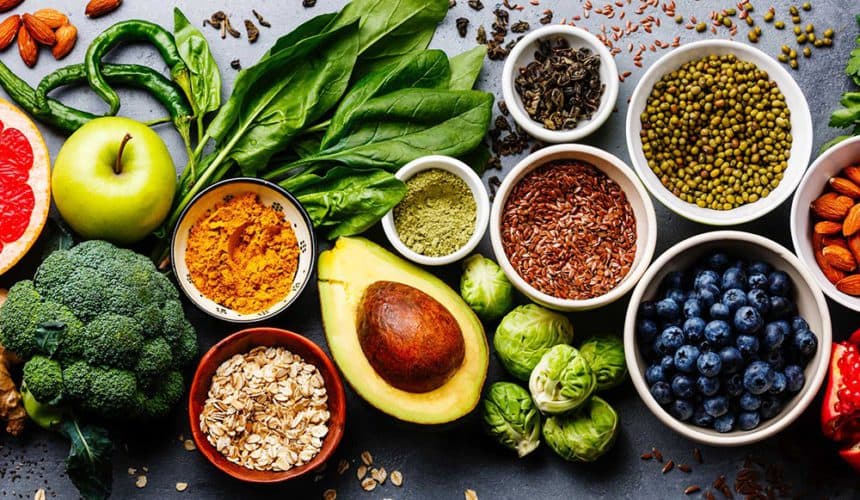 Fresh produce arranged on a table